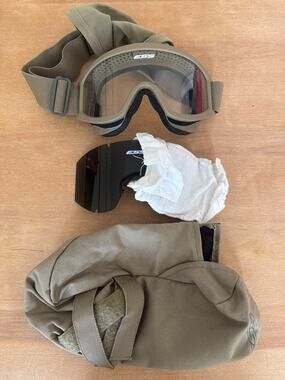 ESS Profile NVG Tactical Goggles Tan Military Ballistic Eyewear Smoke Lens Case